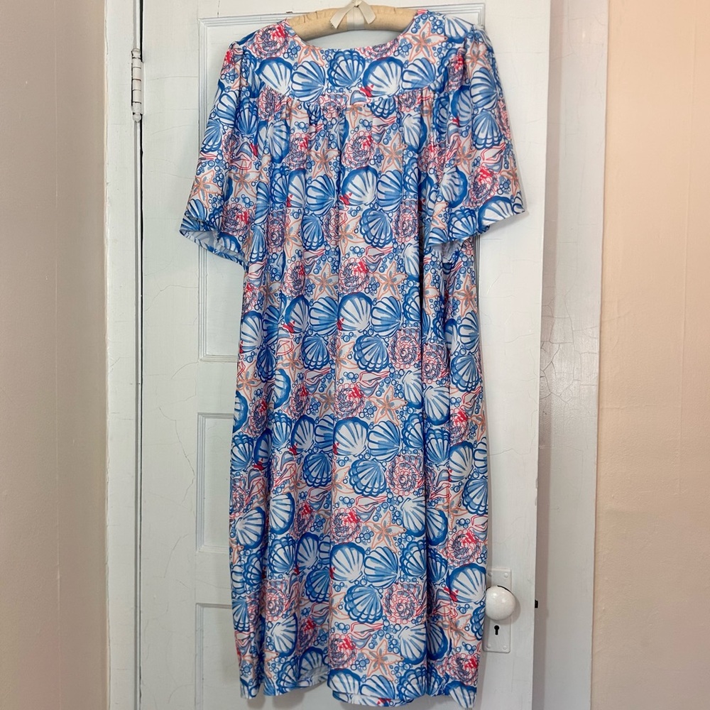 Anthony Richards Woman’s Retro Nightgown Housecoat size 3x coastal seashell - Picture 3 of 5